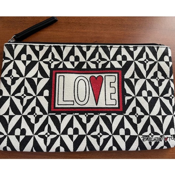 NWOT Brighton Love Pouch Makeup, Documents. Cosmetics, Cards. Travel. Canvas. - Picture 1 of 4